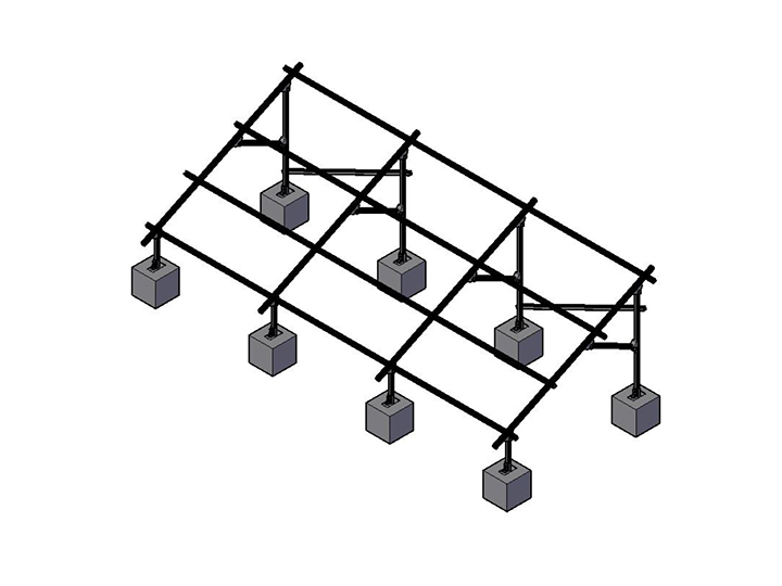 水泥平面鋼結構太陽能光伏支架(起角度)